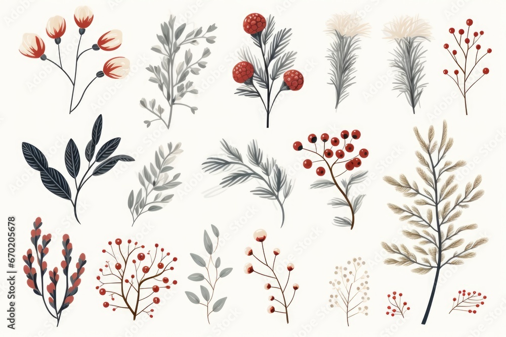 Aufkleber a collection of different types of flowers arranged on a white background. suitable for various uses