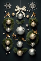 A collection of Christmas ornaments hanging on a wall. Perfect for festive decorations or holiday-themed projects