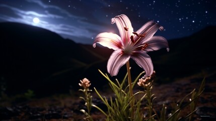 A single Starlight Lily in a pristine, untouched wilderness, a true masterpiece of nature's art.