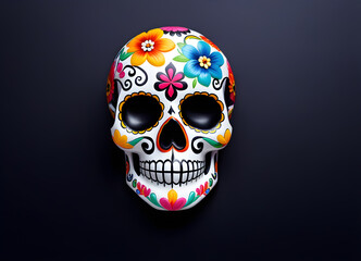 sugar skull for the day of the dead on a black background traditions mexico minimalism