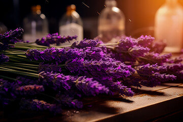 The process of drying lavender in bunches. The concept of healthcare, medicine.
