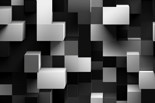 abstract background with black and white blocks. Generative AI