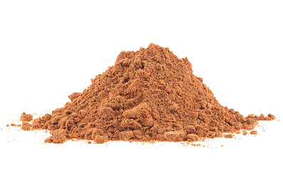 Pile of cinnamon powder isolated on a white background. Ground cinnamon.