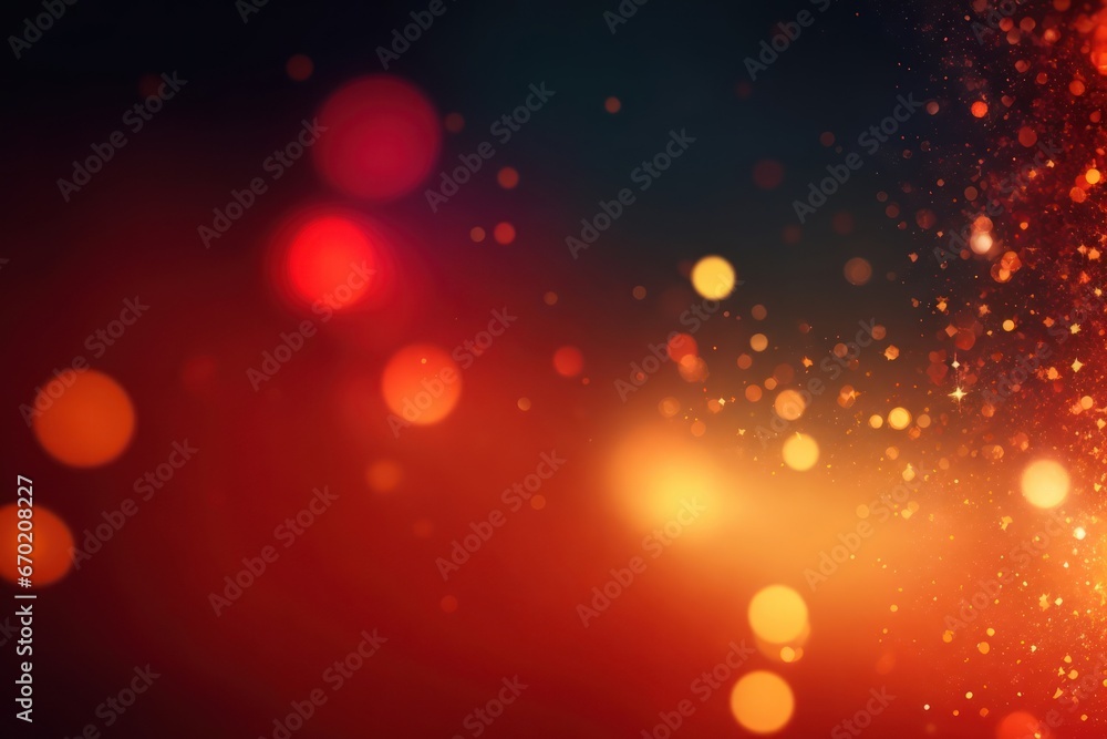 Poster a red background with green defocused sparkles. ai generative