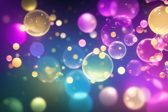 colorful glowing bubbles Abstract background. ai generative