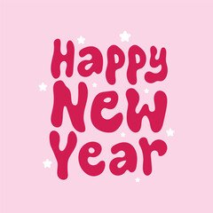 Happy new year 2024 vector typography illustration. New year celebrating sticker, greeting card, poster, banner, template design. Colorful Happy new year modern lettering, calligraphy, text.