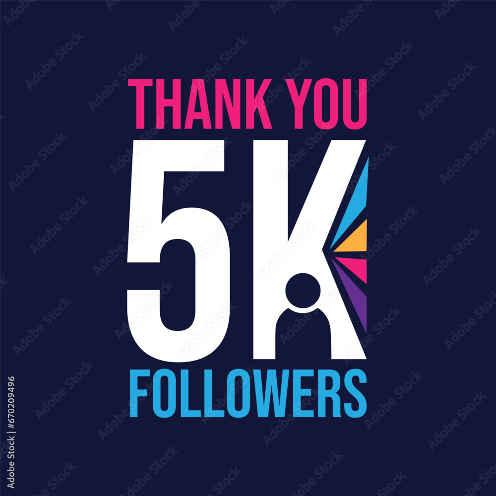 Wall mural 5k follower logo design to celebrate 5000 follower on social media. 5000 follower's vectors. greetin - Wall murals