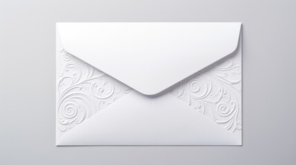 Beautiful white envelope with ornament for invitations