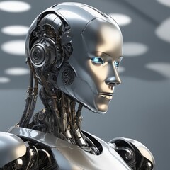 3D illustration of robot face 3D illustration of robot face 3D illustration of a humanoid robot head