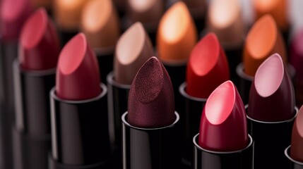 Obraz premium Spectrum of Lipsticks: Array of Colors and Textures