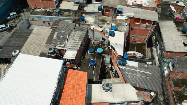 Slum city skyline poor favela drone 