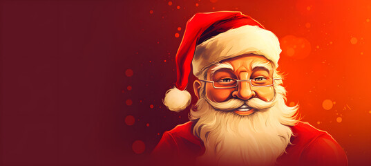 Cool happy Santa Claus on the red background