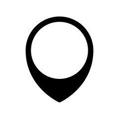 Black and White Location Pointer Pin or You Are Here Marker Hotspot Symbol Sign Icon. Vector Image.