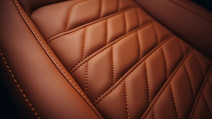 Fototapeta premium High-Quality Leather Seat Stitching in Luxury Car - Close View