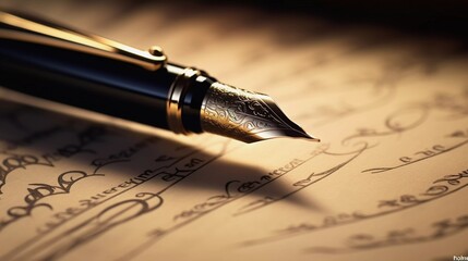 Fototapeta premium Luxurious Pen Nib and Engraving in Stunning Close-Up