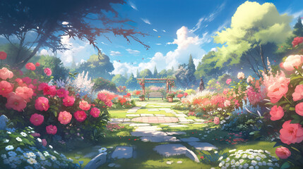 a place on earth with a lot of flowers, manga anime artwork