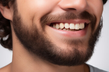 Fototapeta premium Man with beard and mustache is laughing. Generative AI