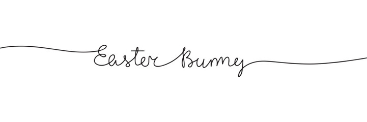 Easter Bunny one line continuous inscription. Handwriting text banner. Hand drawn vector art.