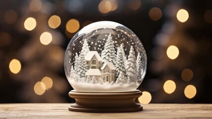 Fototapeta na wymiar Glass ball, Snowball depicts an enchanting holiday scene inside, reminiscent of the magic of the season.