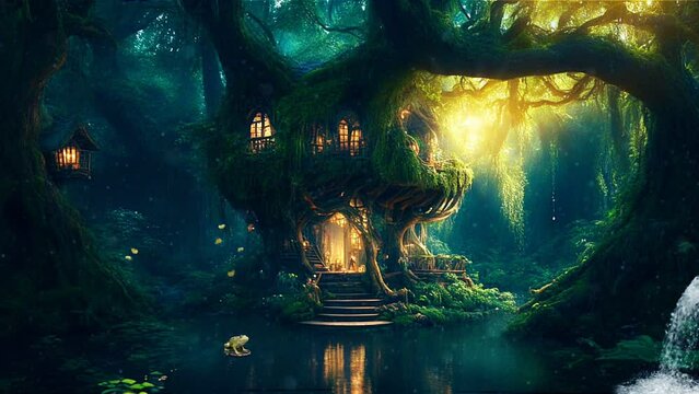 Treehouse in woods