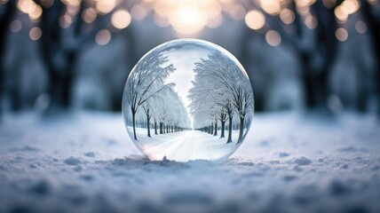 Glass ball, Snowball depicts an enchanting holiday scene inside, reminiscent of the magic of the season.
