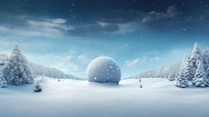 Foto op Aluminium Glass ball, Snowball depicts an enchanting holiday scene inside, reminiscent of the magic of the season. © lililia
