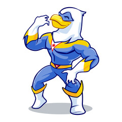 vector mascot illustration a brave american eagle superhero pretends to play the guitar