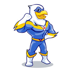 vector mascot illustration a brave american eagle superhero with a big fist