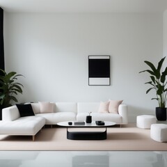 mock up interior frame in modern living room, sofa and modern scandinavian style. 3D render mock up interior frame in modern living room, sofa and modern scandinavian style. 3D render mockup image of 