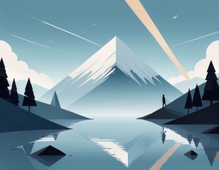 beautiful landscape with mountains and river. art, illustration, design beautiful landscape with mountains and river. art, illustration, design mountains and lake with trees