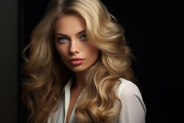 Fototapeta premium Portrait of a beautiful woman with a fashionable hairstyle. Style, fashion and beauty concept