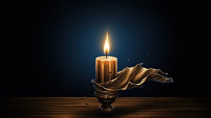 Fototapeta premium a burning candle set against the backdrop of the Israel flag, in observance of International Holocaust Remembrance Day.