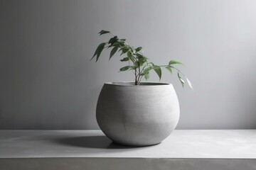 Loft-style cement pot on white background. Generative AI