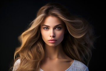 Fototapeta premium Portrait of a beautiful woman with a fashionable hairstyle. Style, fashion and beauty concept