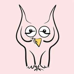 Owl. Emotions. Vector drawing, eps