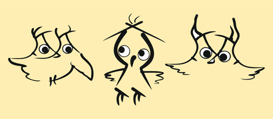 Owl. Emotions. Vector drawing, eps