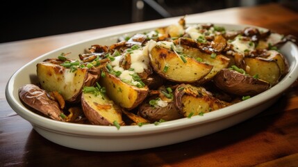 homemade roasted Jerusalem artichoke sunchokes with a generous sprinkle of melted cheese and aromatic garlic.