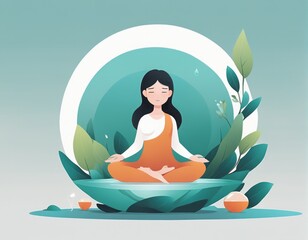 Obraz na płótnie Canvas yoga pose, vector illustration. yoga pose, vector illustration. illustration of meditating girl sitting in lotus pose in lotus pose