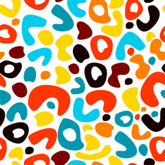 Seamless background colored simple patterns of spots. 90s style. hand drawing. Not AI, Vector illustration