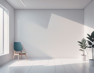 modern bright interior with empty white walls, large window and white wooden floor. 3D rendering modern bright interior with empty white walls, large window and white wooden floor. 3D rendering interi