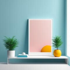 modern interior composition. 3D illustration, mock up,modern interior composition. 3D illustration, mockup,modern interior with empty frames on color background, 3D rendering. computer digital drawing