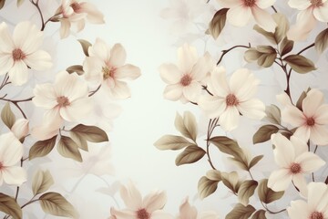 Seamless floral pattern on beige background