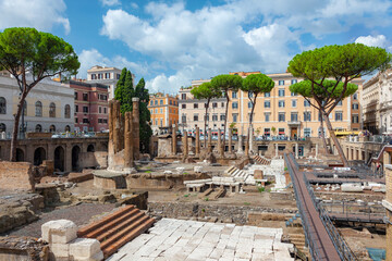 Largo di Torre Argentina is a square in Rome - obrazy, fototapety, plakaty