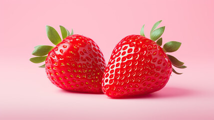 Strawberries on a pink background. 