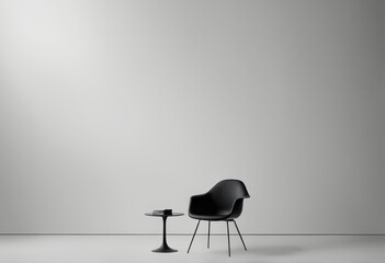 empty black chair and gray background empty black chair and gray background 3D render of a modern interior