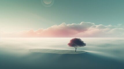 Ethereal Landscape Wallpaper for Desktop - A Magical, Otherworldly Vision of Nature's Beauty - Serene Horizon and Vibrant Skies - Ideal for Dreamy Desktop Backgrounds. Generative AI