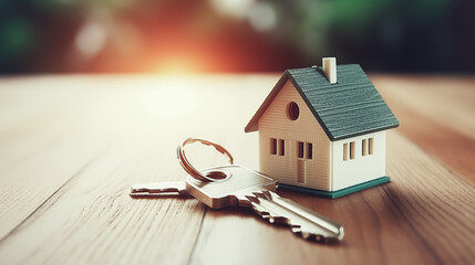 Close Up of Keys and New Home, Real Estate Ownership, Mortgage Loans, Home Purchase Concept - obrazy, fototapety, plakaty