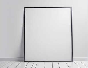 blank white poster frame on the white wooden wall. 3D rendering. blank white poster frame on the white wooden wall. 3D rendering. blank frame on a white wall background. 3D rendering