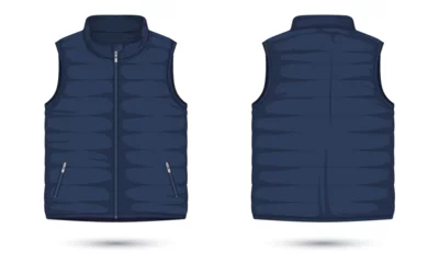Foto op Canvas Men's zipper vest mockup front and back view. Vector illustration © Ancala