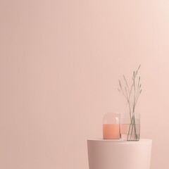 3D render, abstract minimal geometric scene. 3D render, abstract minimal geometric scene. empty glass vase and vase on white background. 3D rend image